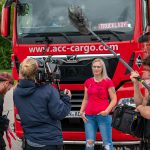 Dreharbeiten für die „Trucker Babes“ mit Christin Brosche, Fahrerin bei ACC Cargo