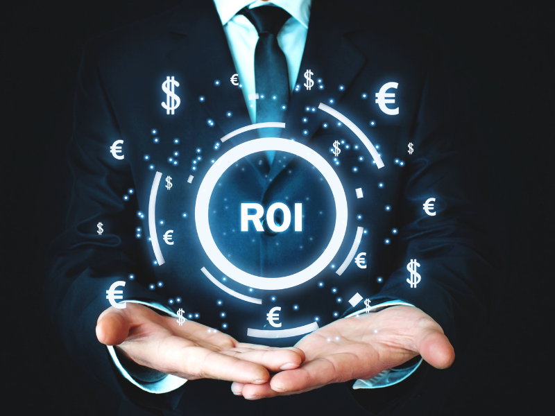 leuchtende Darstellung eines ROI (return of invest) Kreislaufes
