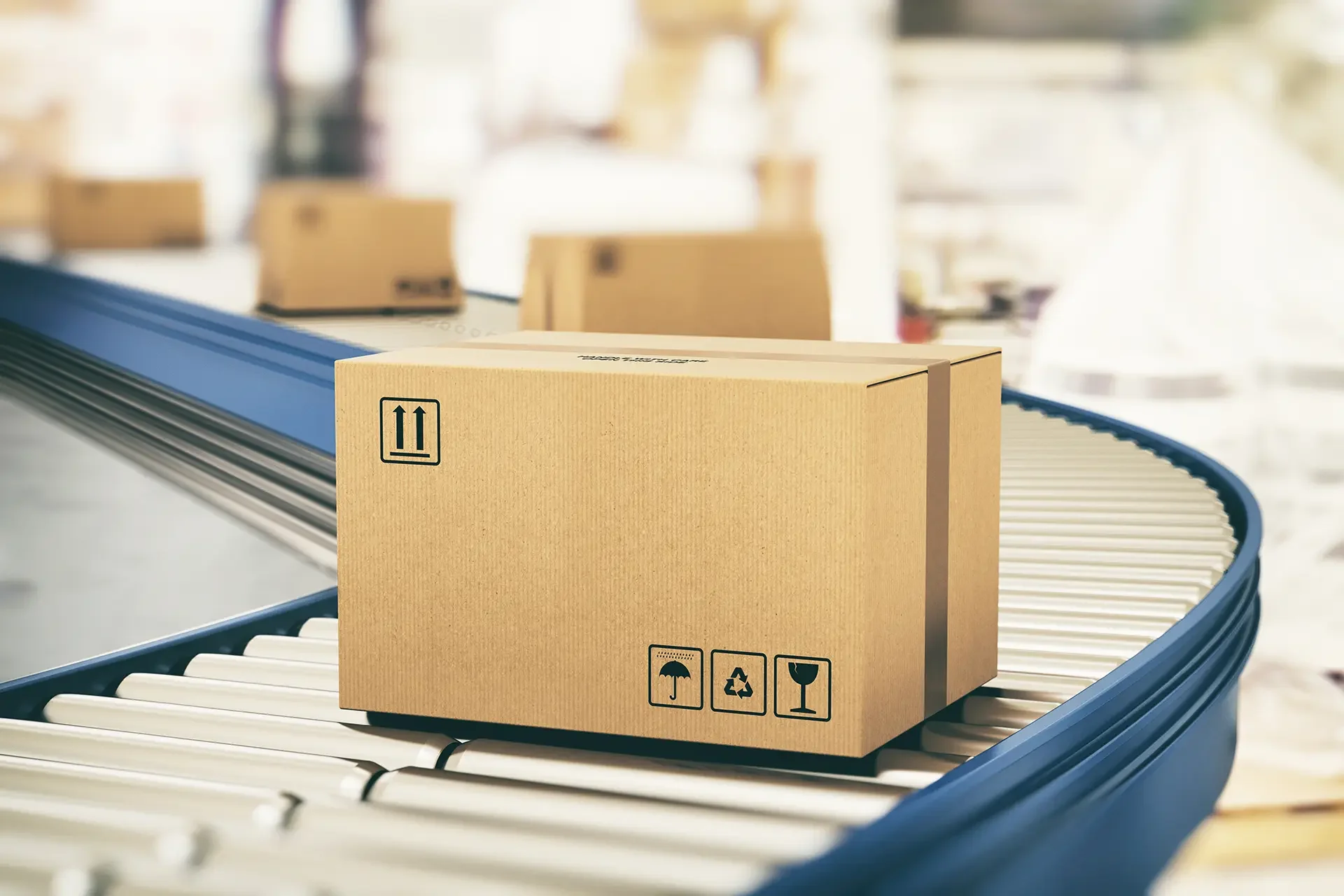 Individuelle Verpackung/Kartons auf einem Fließband
